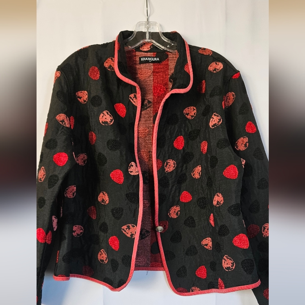 Khangura‎ red and black button jacket size large